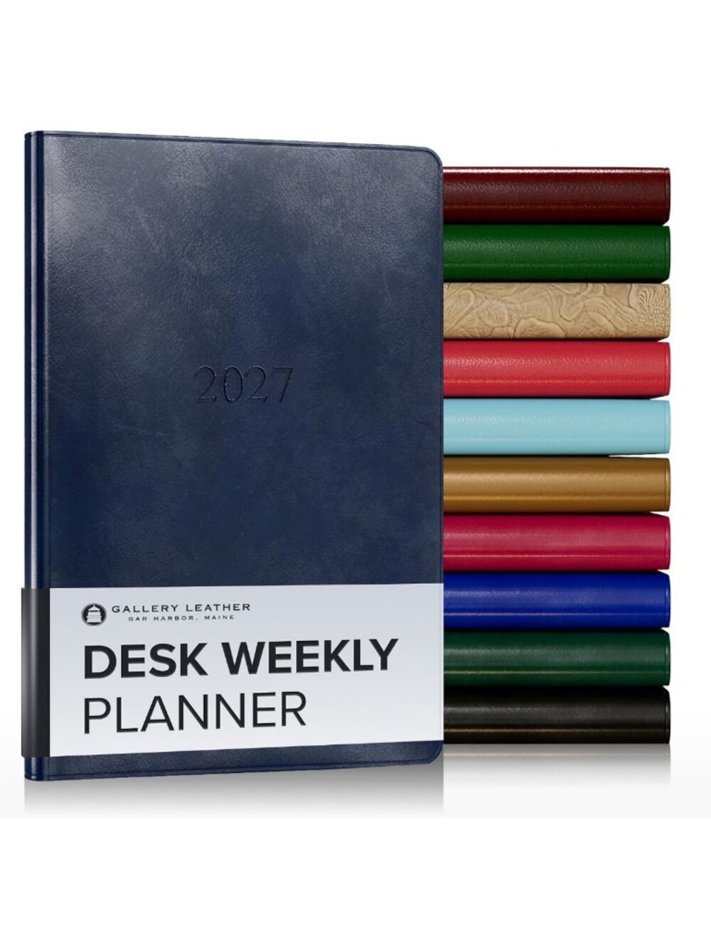 Stylish Navy Leather Desk Weekly Planner 2026-2027 | Elegant Organization Tool